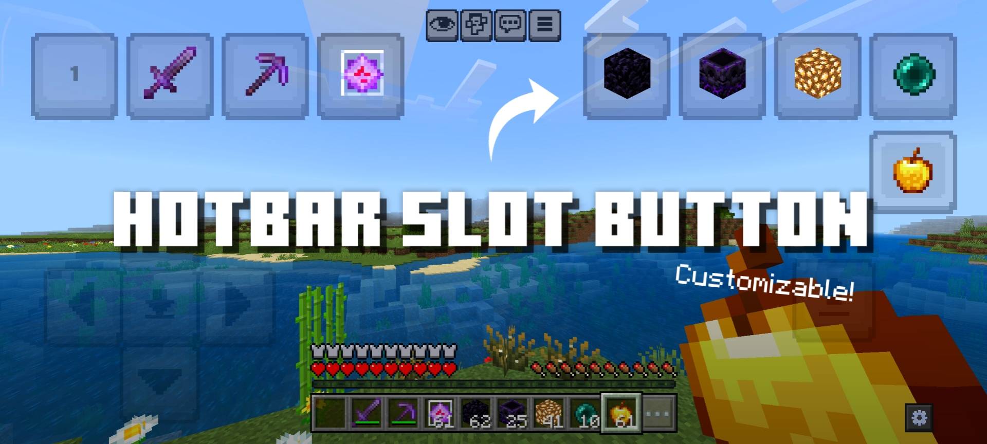 Hotbar Slot Button Texture Pack (26.x, 1.21) – MCPE/Bedrock