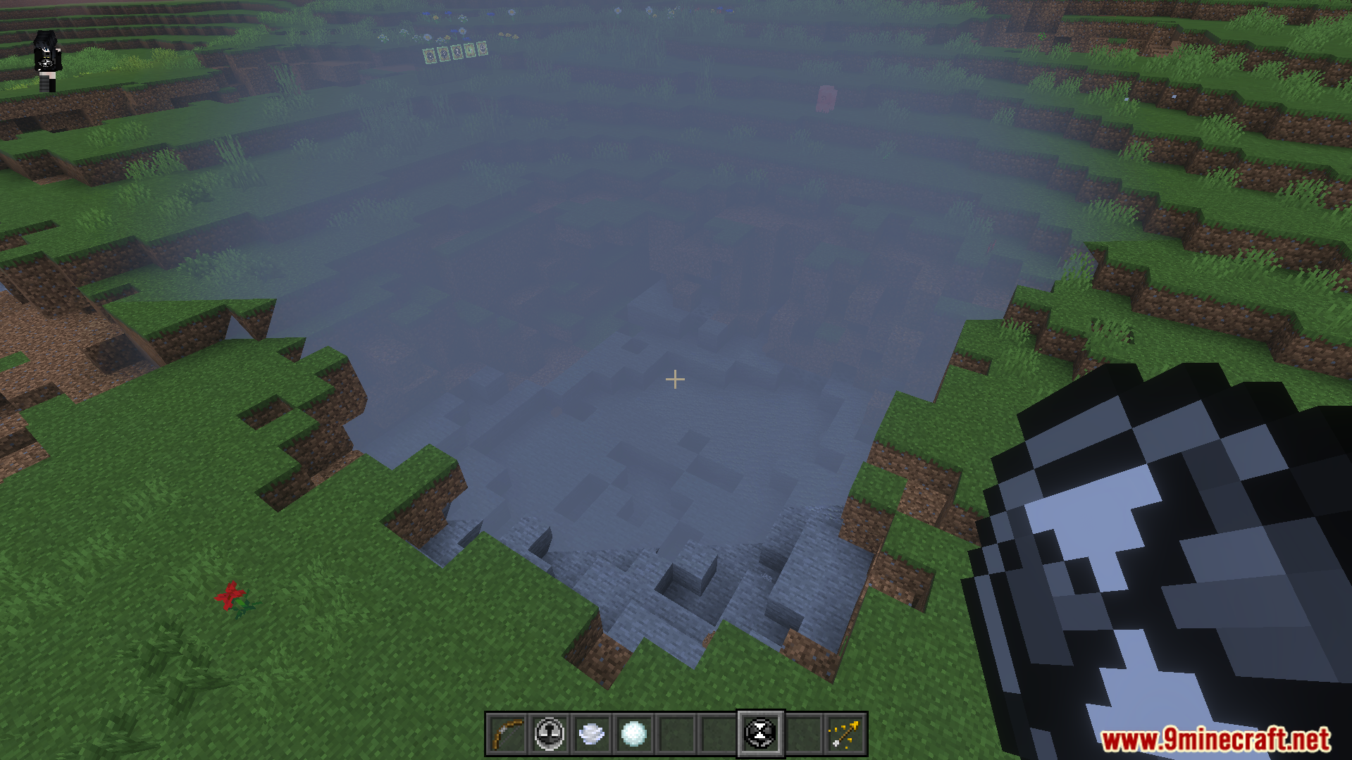 Howards Time Stop Addon Screenshot 8 Close up view of a large crater created by using a quantum bomb
