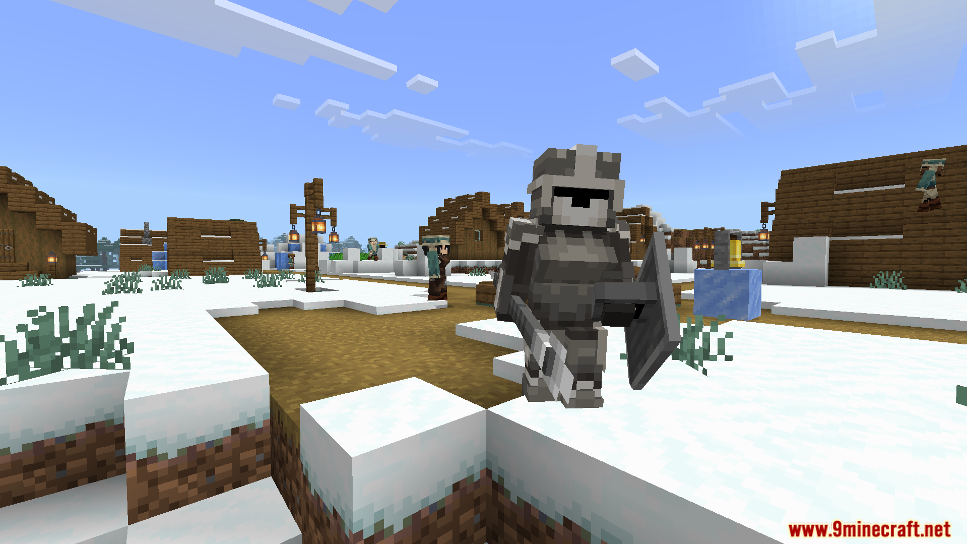 Human Era Villagers and Illagers X Actions N Stuff Texture Pack Screenshot 2 An iron golem retextured as a medieval soldier in armor