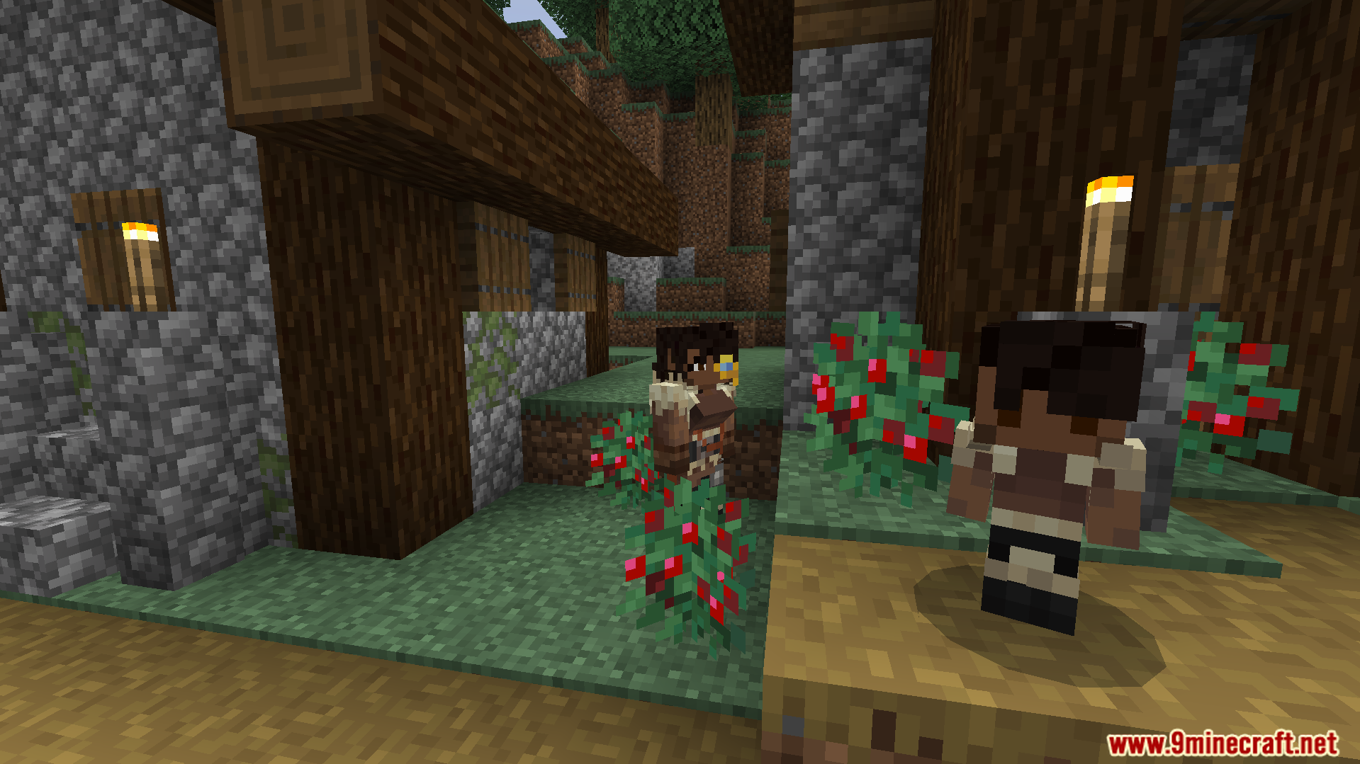 Human Era Villagers and Illagers X Actions N Stuff Texture Pack Screenshot 9 Human villagers with new player models wander through their village
