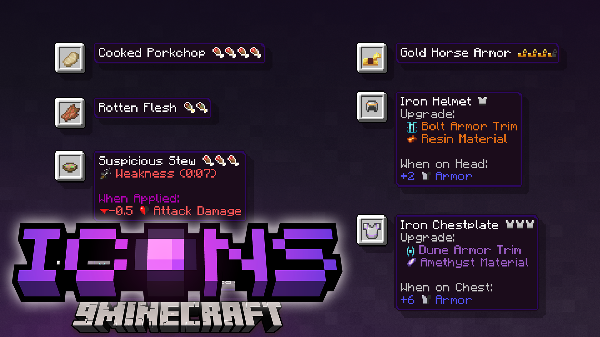 Icons Bedrock Edition Texture Pack (26.x, 1.21) – Visual Icons For Menus And Item Names