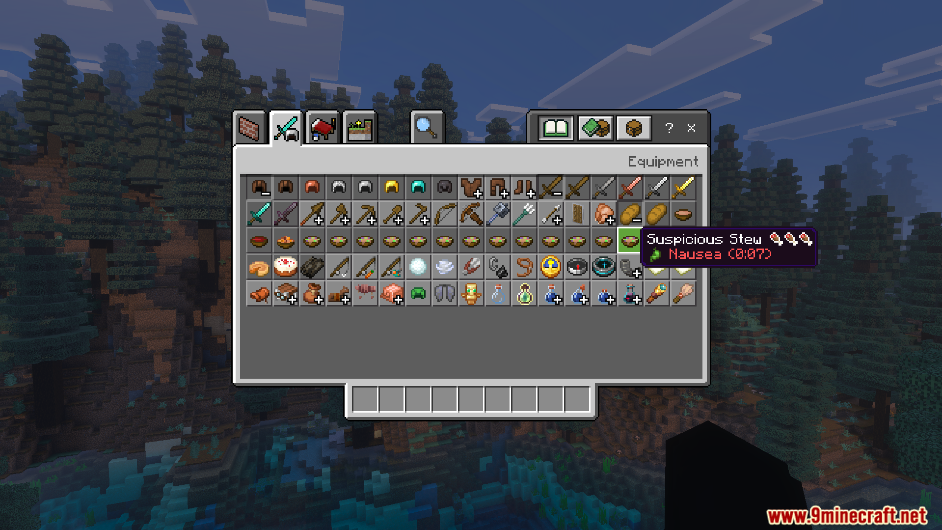 Icons Bedrock Edition Texture Pack Screenshot 5 Icons Bedrock Edition Texture Pack showing suspicious stew with hunger and effect icons