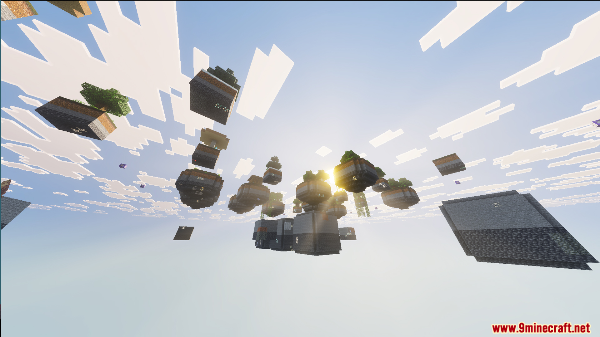 Endless floating islands generated across the void as the player explores further