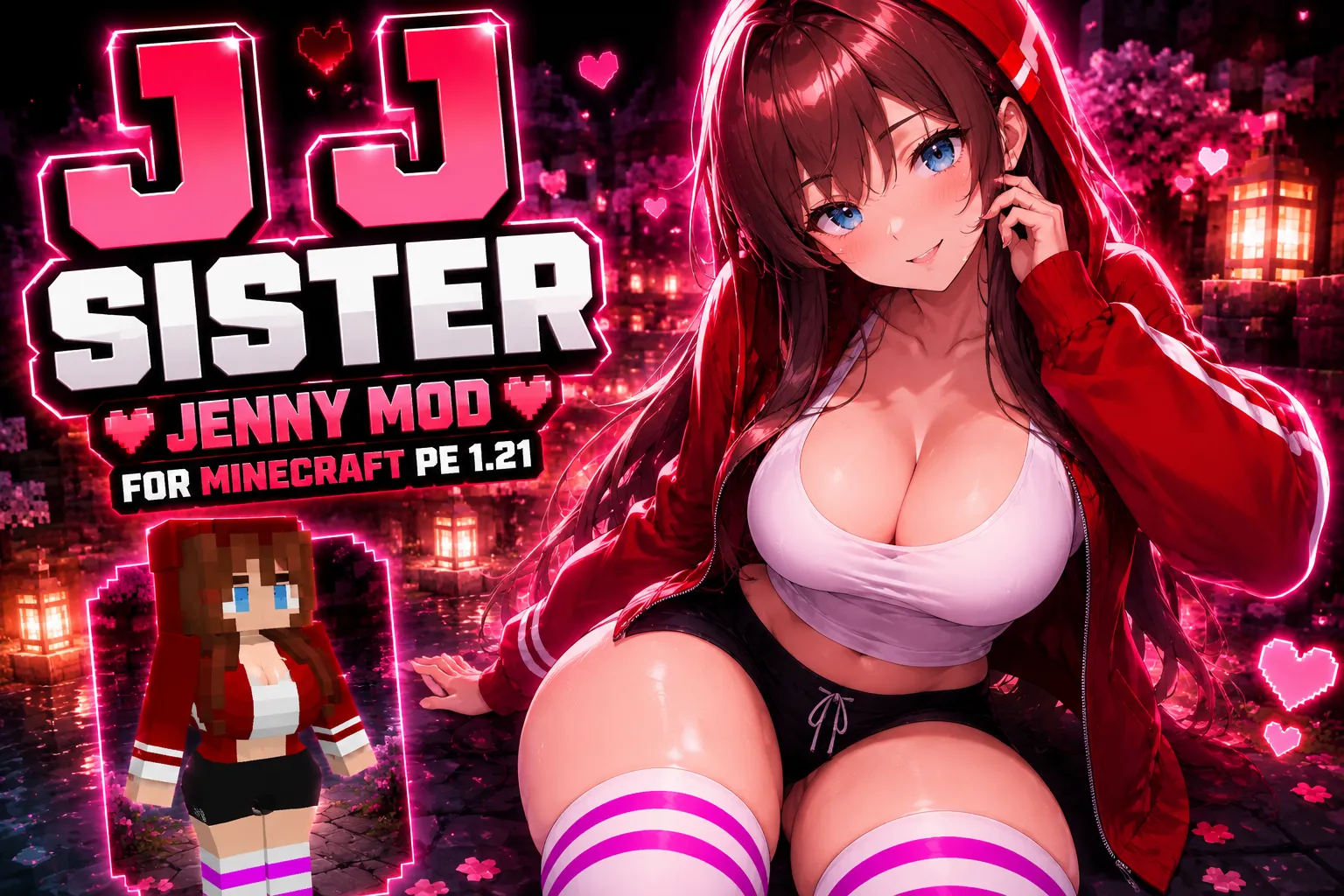 JJ Sister Model Addon for Jenny Mod Minecraft PE 1.21 (MCPE Bedrock) for Minecraft PE