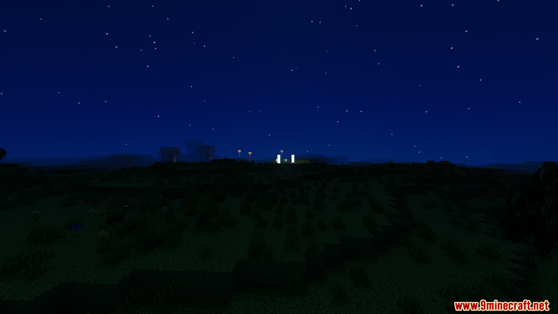 Light Path RTX Texture Pack Screenshot 8 Beautiful volumetric fog enhances the atmosphere of a dark starry night