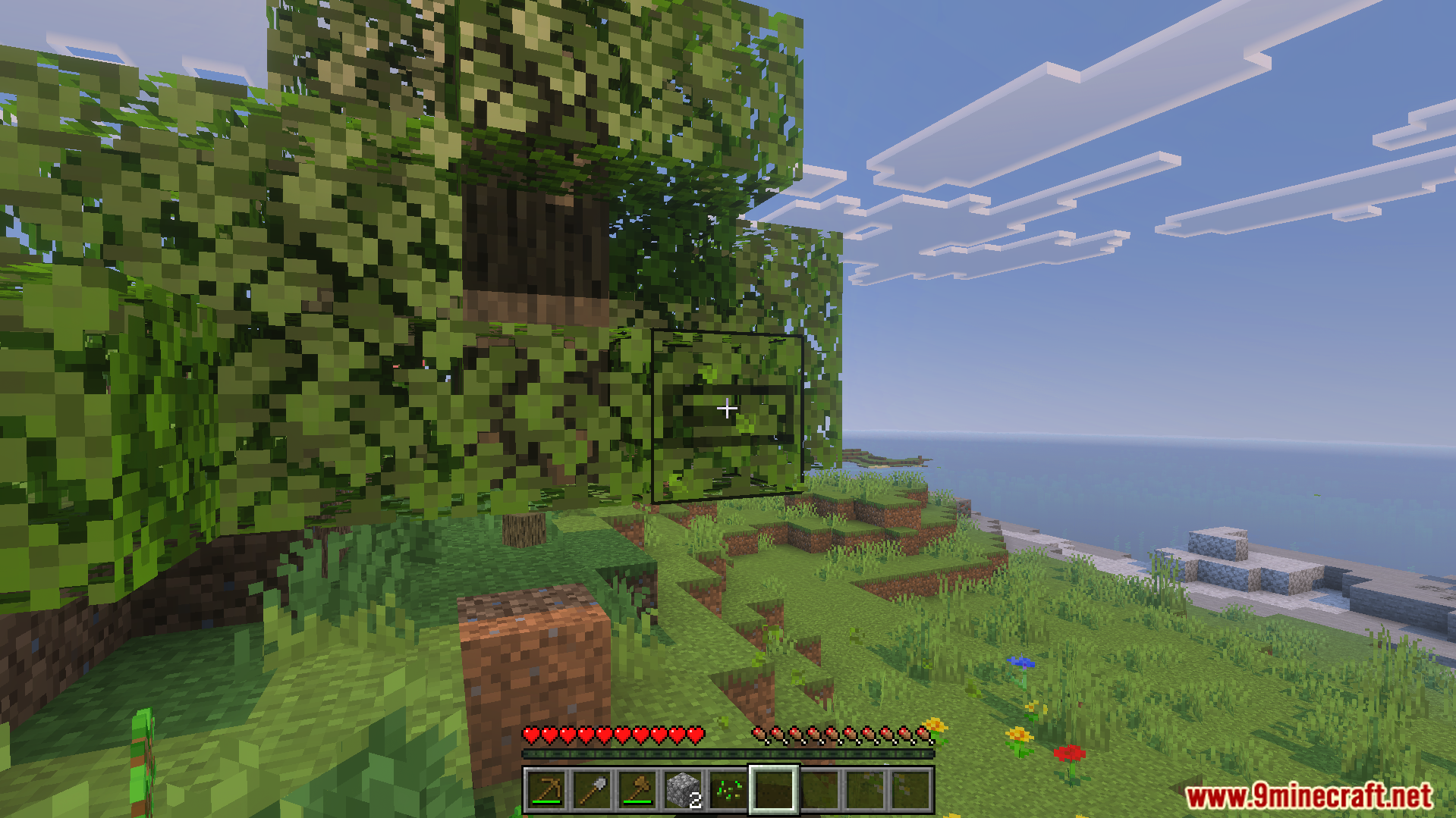 Loading Block Breaking Animation Texture Pack Screenshot 6 The texture pack shows a clear visual progress bar outline on leaf blocks