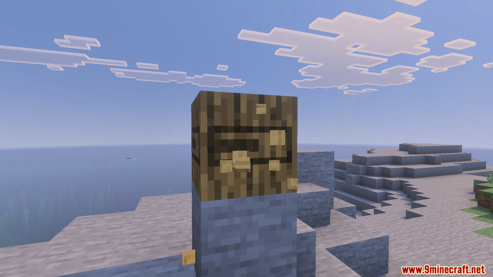 Loading Block Breaking Animation Texture Pack Screenshot 8 Wood log block displaying a loading bar animation instead of standard cracking effects