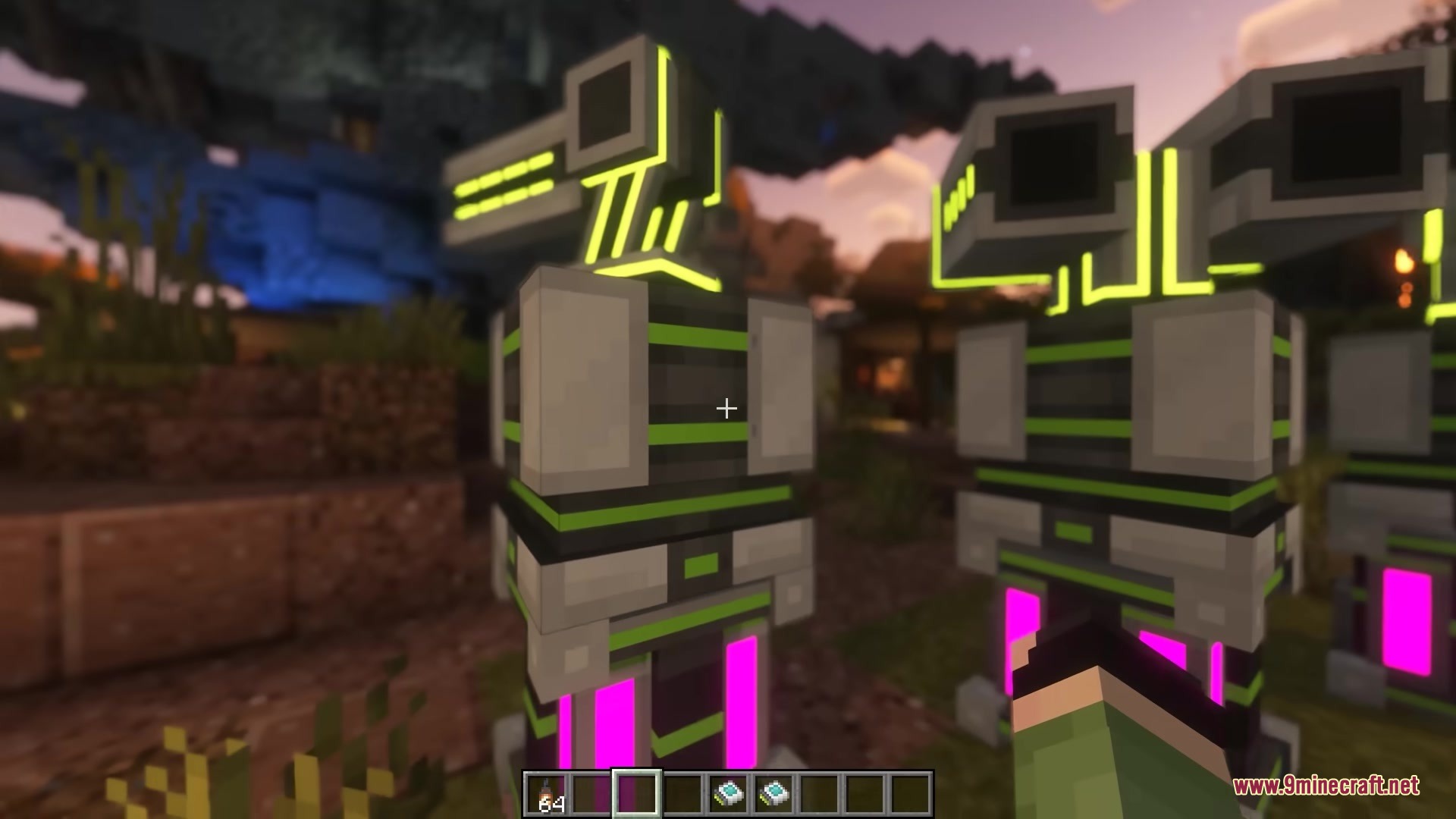 LTX Industries Mod Screenshot 4 Close up view of advanced futuristic machines with lime green and grey textures