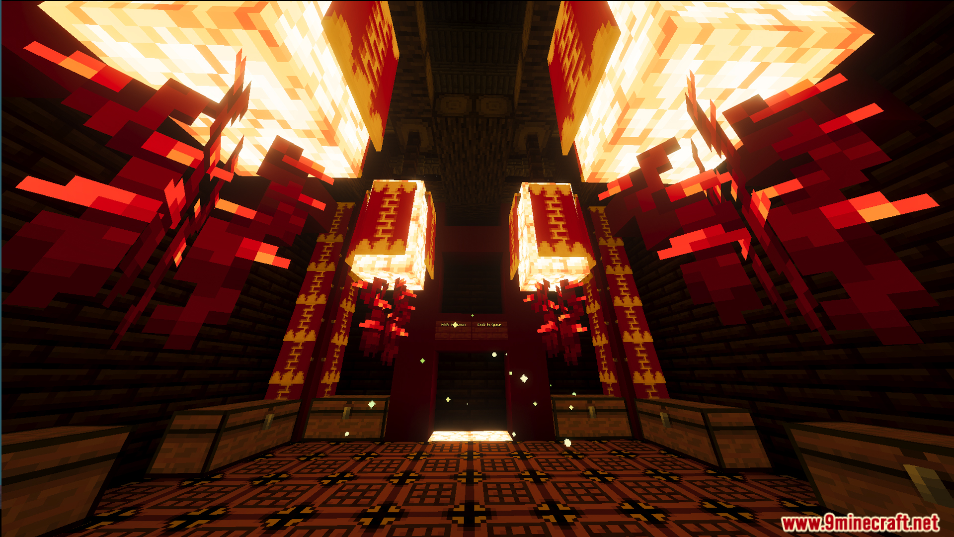 Lunar Festival Hunt Map Screenshot 8 Interior room with glowing lanterns red banners and chests on floors