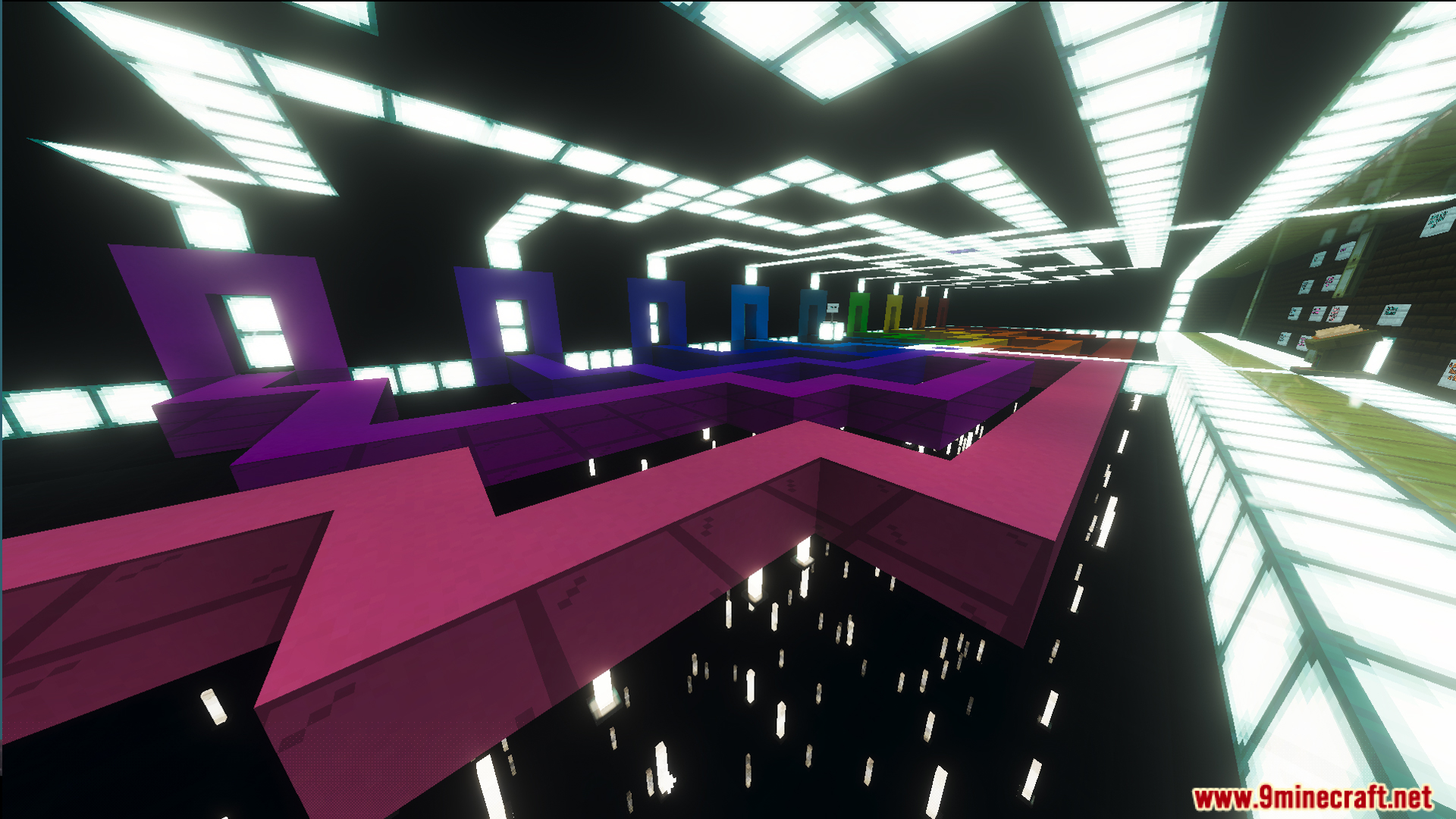 Lunar Festival Hunt Map Screenshot 9 Colorful glowing paths and neon lights in a dark scavenger hunt