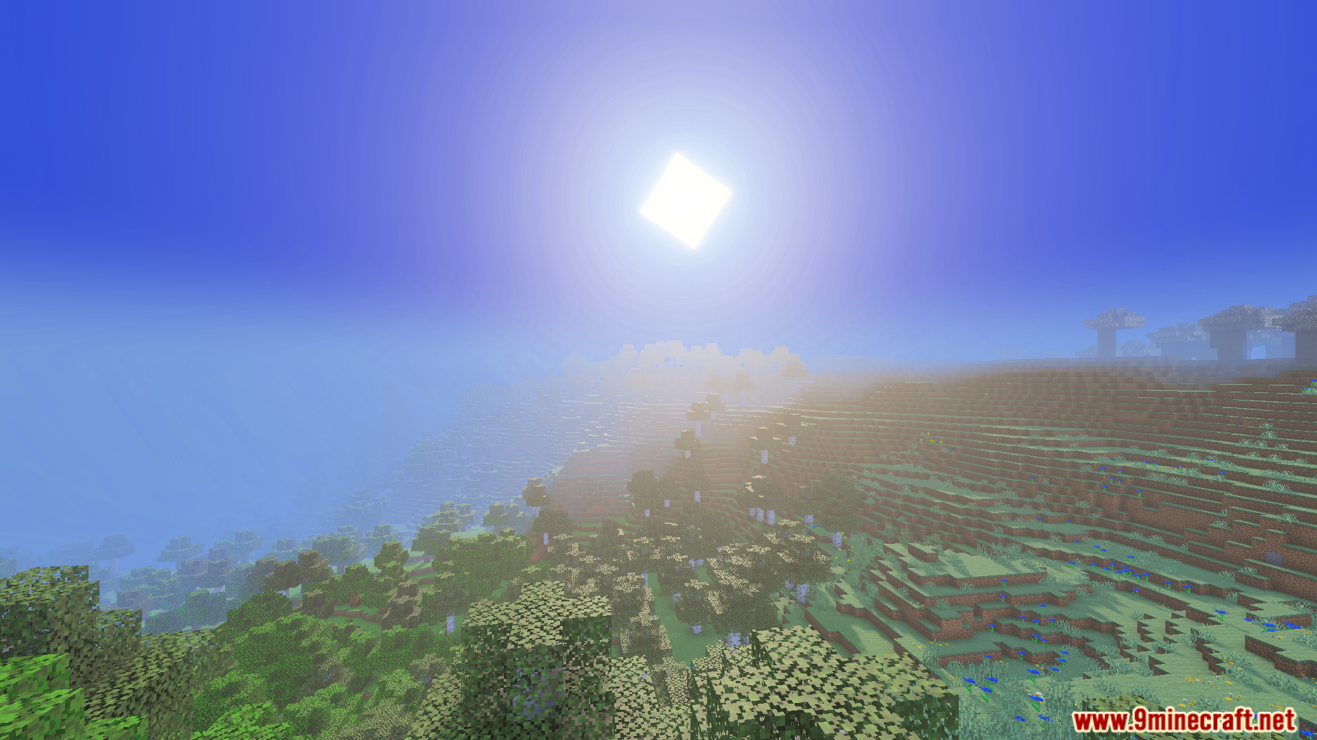Luvid Visual Refined Texture Pack Screenshot 8 Thick fog and beautiful god rays over the green tree blocks