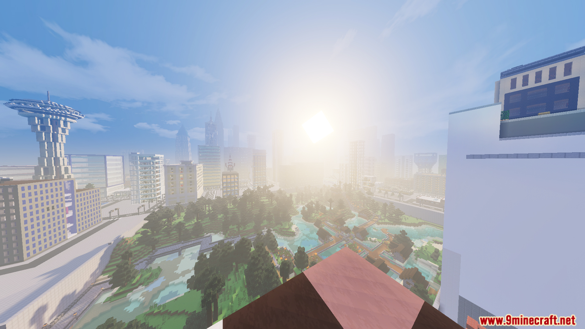 Marvis City LITE Map Screenshot 8 Sun shining over a park and buildings in Marvis City LITE Map
