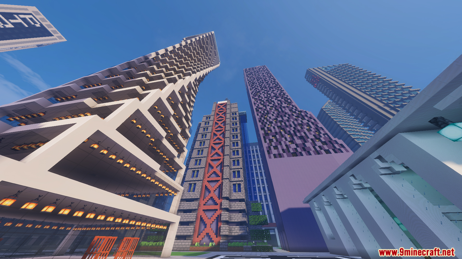 Marvis City LITE Map Screenshot 11 Looking up at tall skyscrapers in a modern city map