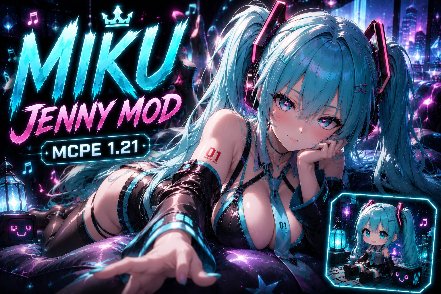 Miku Jenny Mod Addon for MCPE 1.21 – Hatsune Miku Minecraft PE