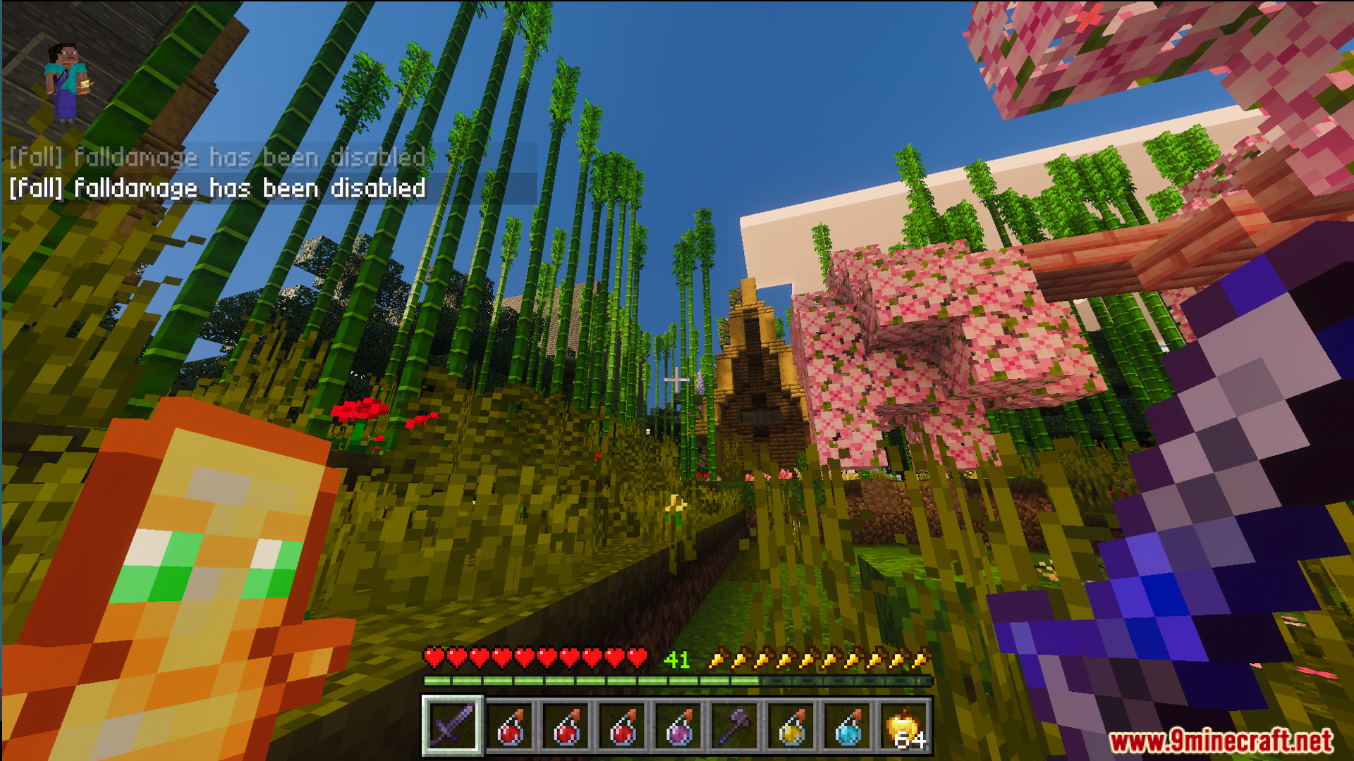 Modern kit pvp practice map showing player with totem and enchanted sword