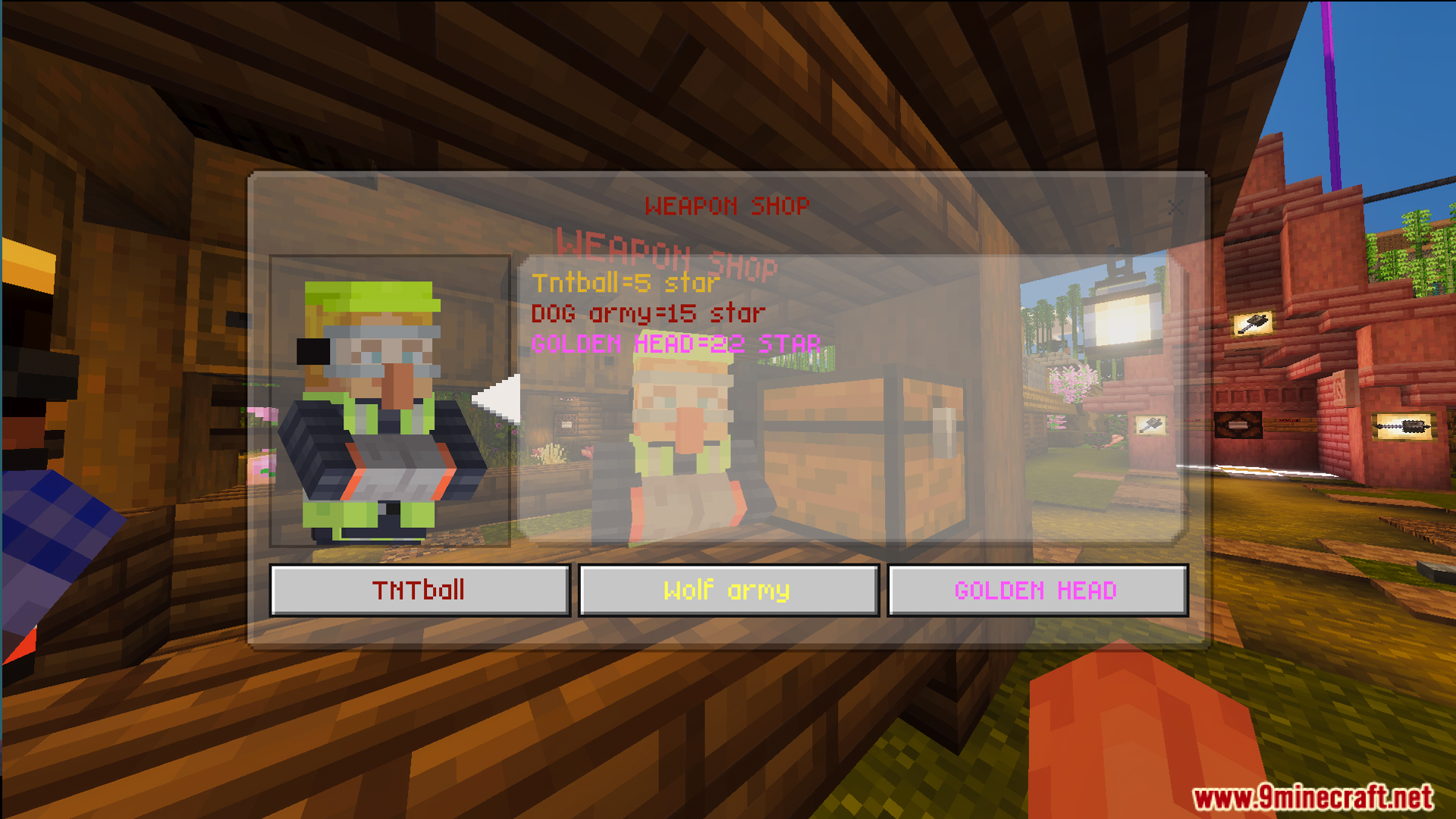 Weapon shop menu in Modern kit pvp practice Map selling unique items