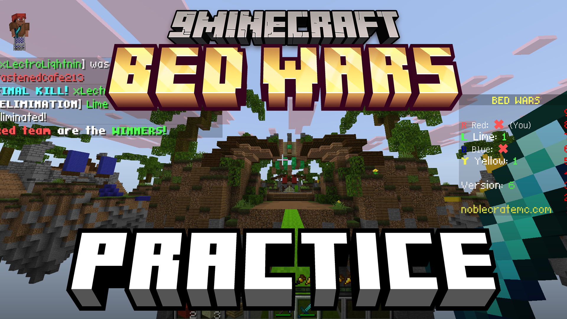 NC Practice Bed Wars Map (26.x) – Protect Your Bed From Clever Bots on Sky Islands