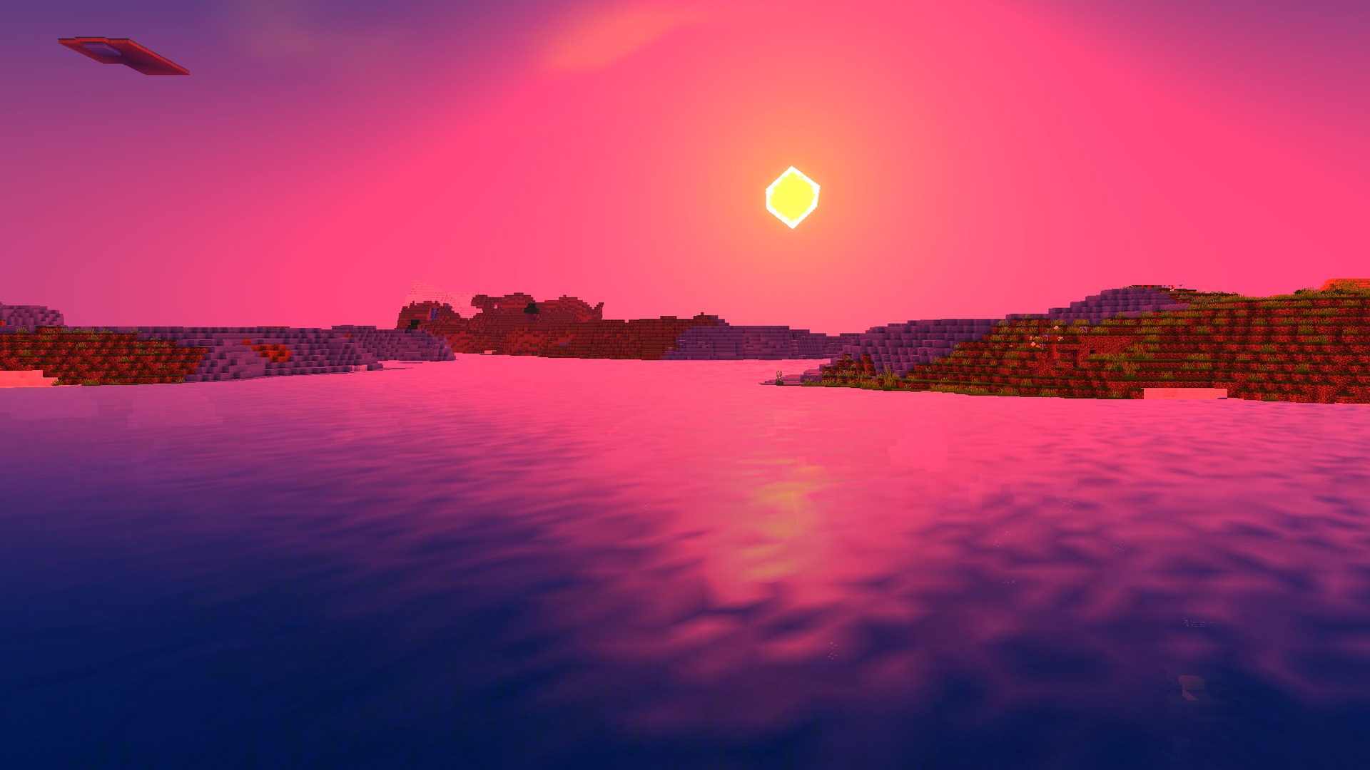 Newb Complementary Shader Screenshot 3 Sunset reflecting across the ocean with the shader enabled