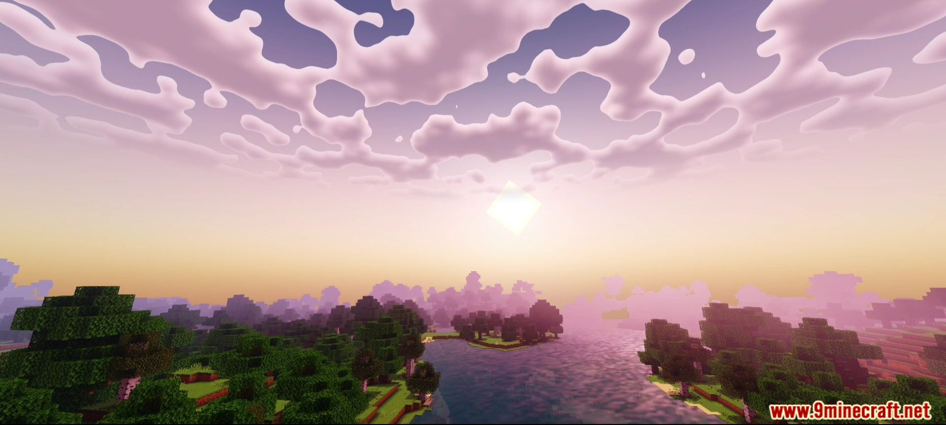 Newb X Iterationt Shader Screenshot 5 Sunset landscape with river and trees using Newb X IterationT Shader