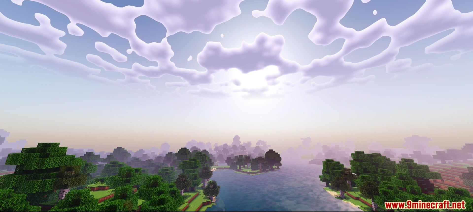 Newb X Iterationt Shader Screenshot 4 A scenic view of a river and forest under a cloudy sky