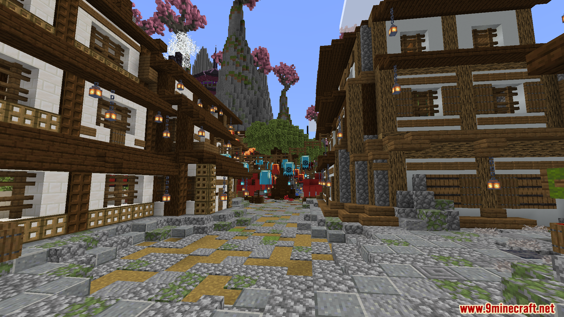 Old Japanese Town in the Cherry Biome Map Screenshot 3 Walk through ancient streets and discover amazing traditional houses with friends