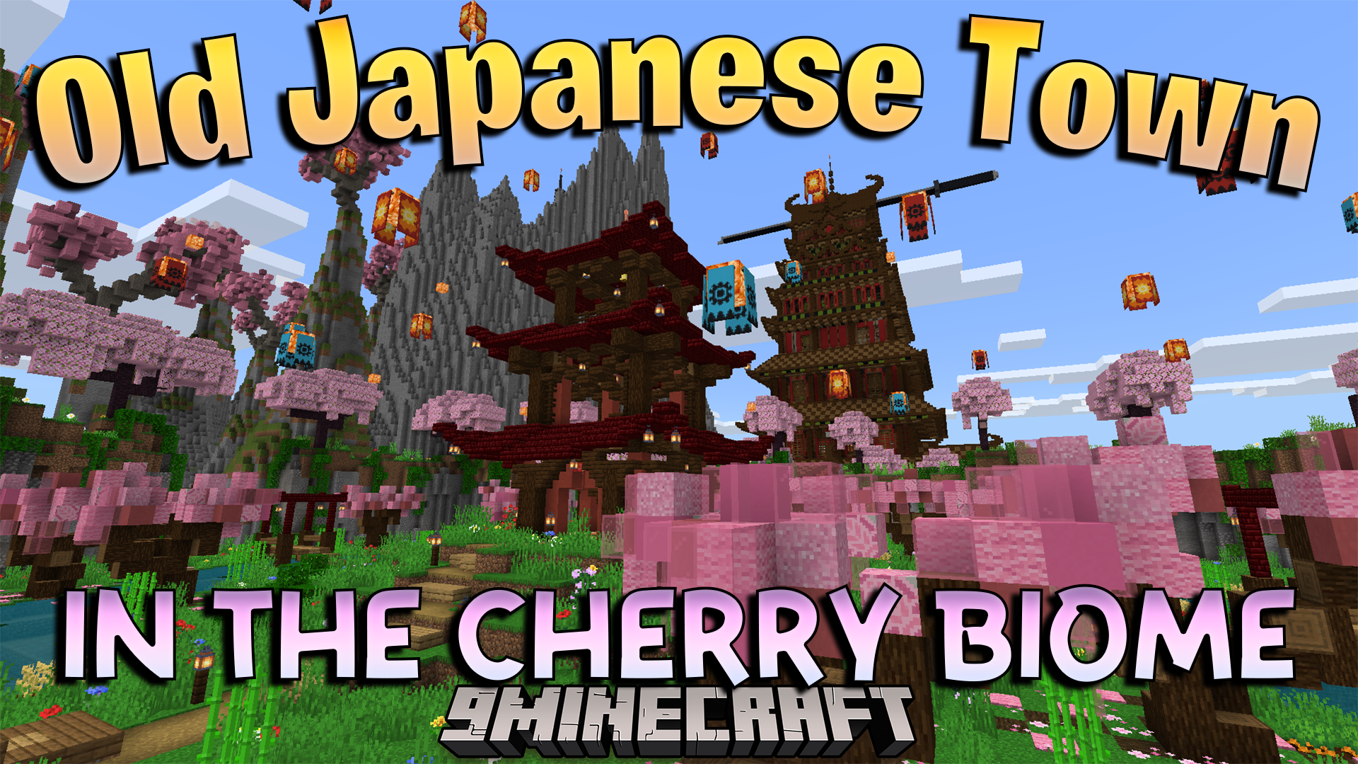 Old Japanese Town In The Cherry Biome Map (26.x, 1.21) – Relax In A Pink Town