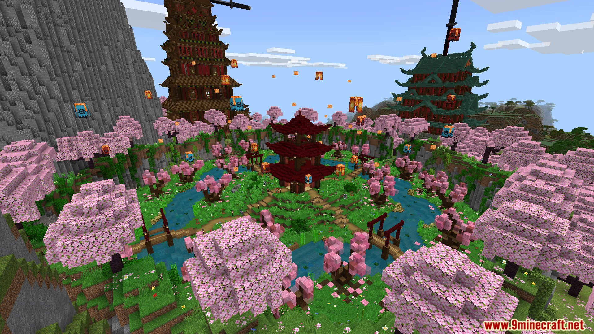 Old Japanese Town in the Cherry Biome Map Screenshot 7 A beautiful Japanese town built inside a pink cherry forest