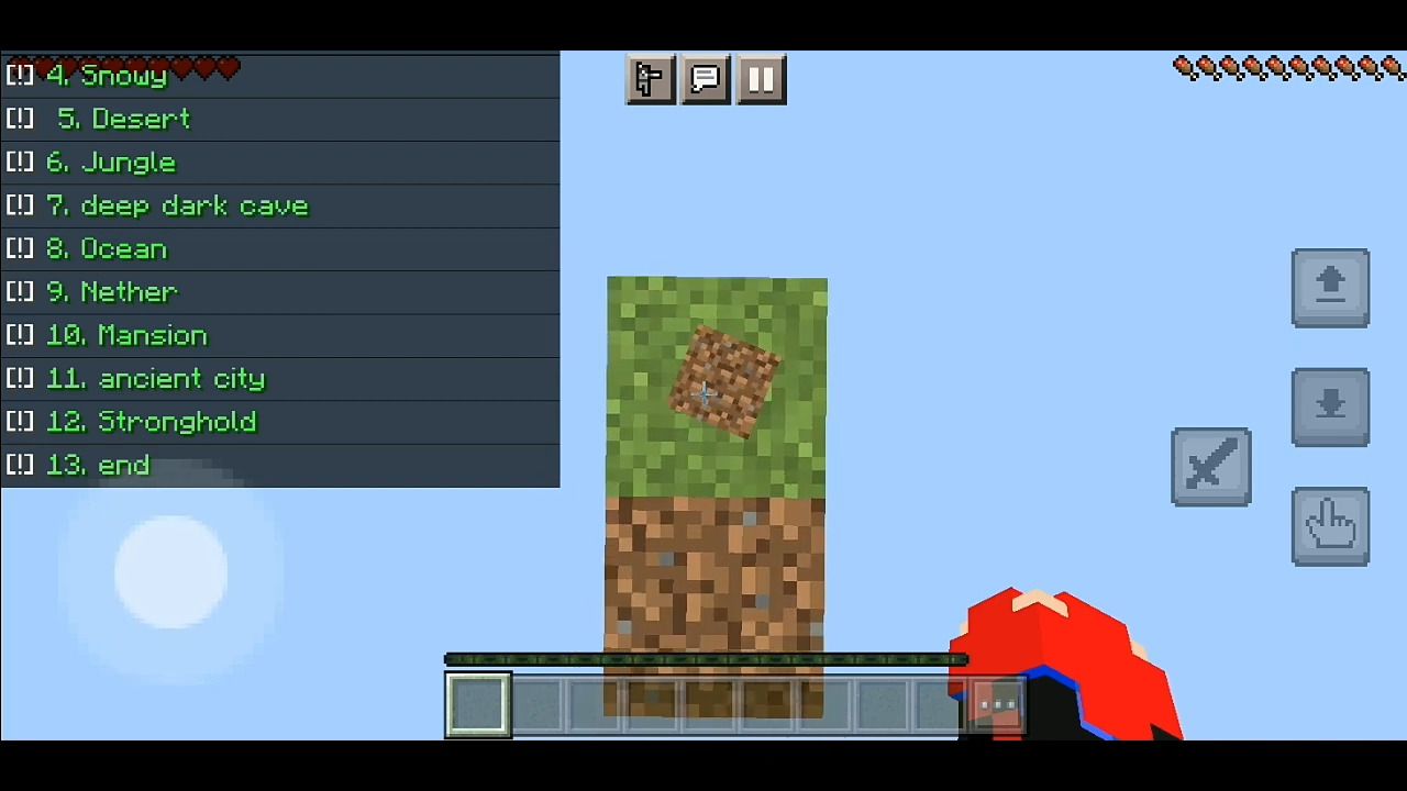 A player on a floating block with a level progression list