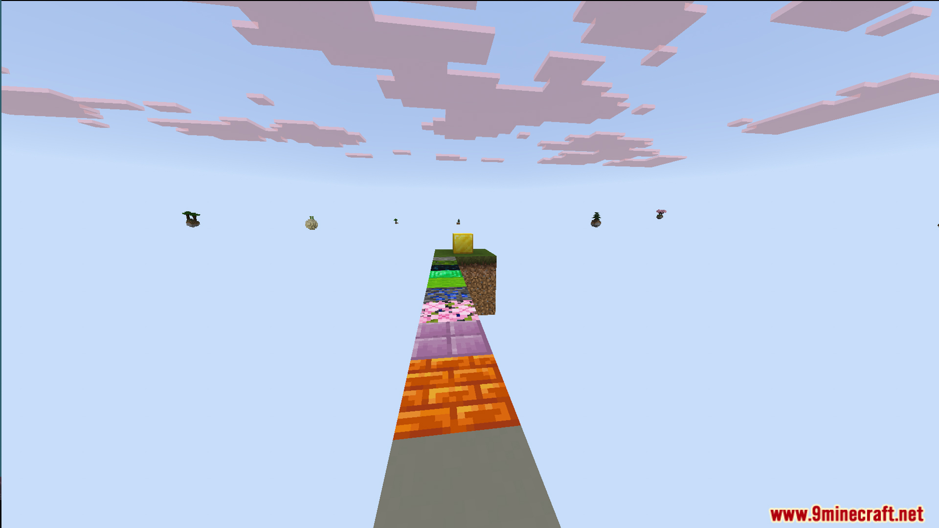 One Block Mcpower Edition Map Screenshot 3 A bridge of different blocks in the One Block MCPower Edition Map