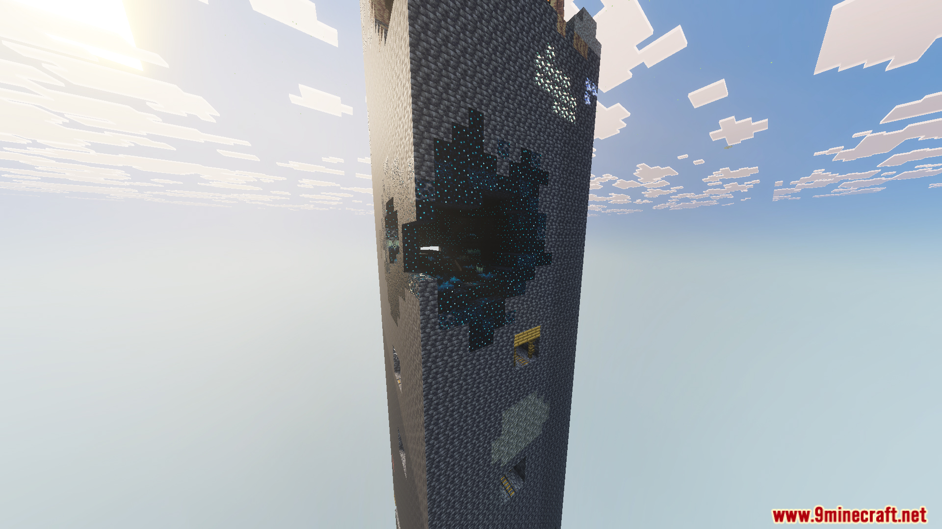 One Chunk Map Screenshot 3 The one chunk map showing a tall vertical pillar with sculk blocks
