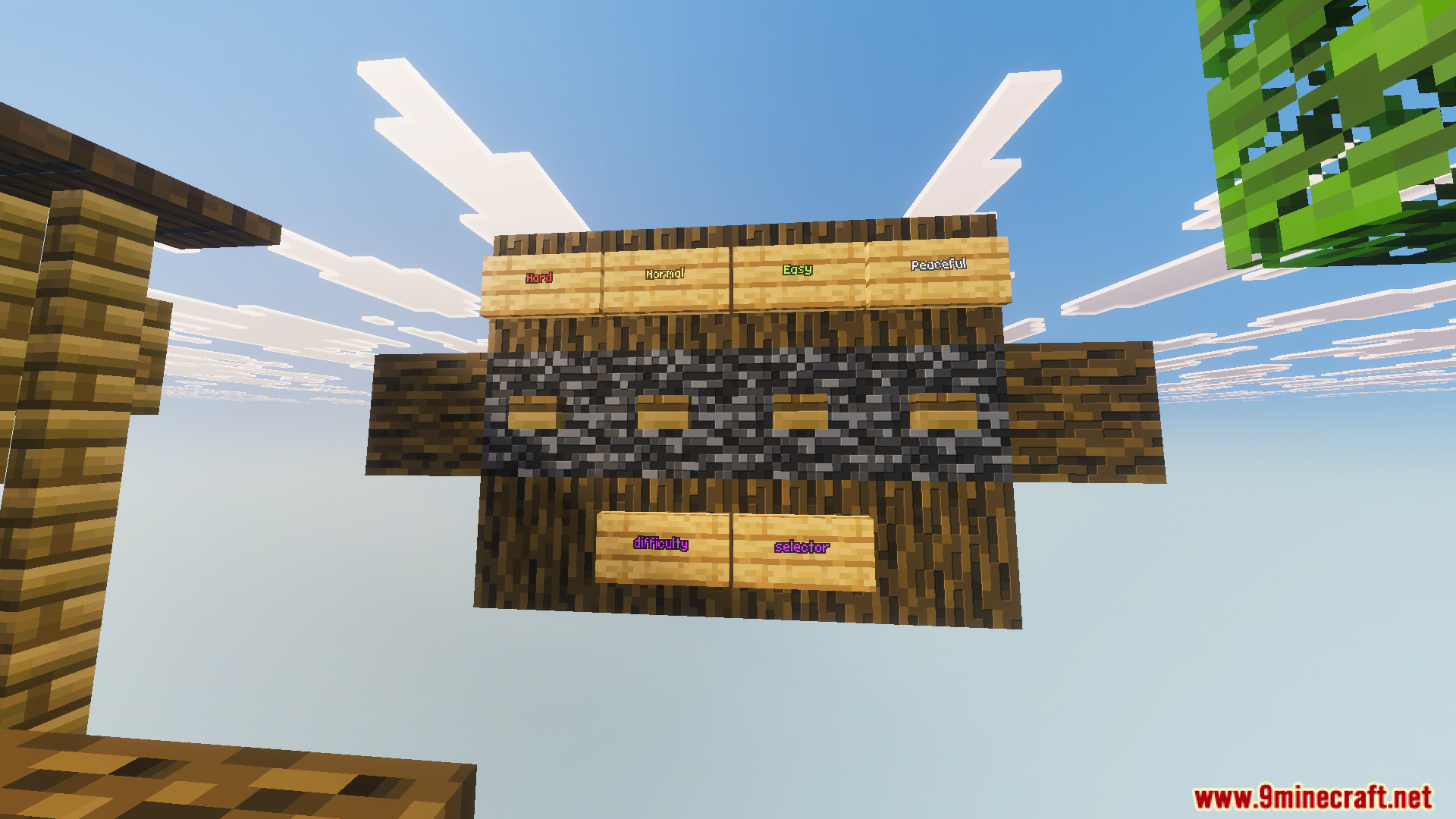 One Chunk Map Screenshot 7 Difficulty selector board with buttons for hard normal easy and peaceful modes