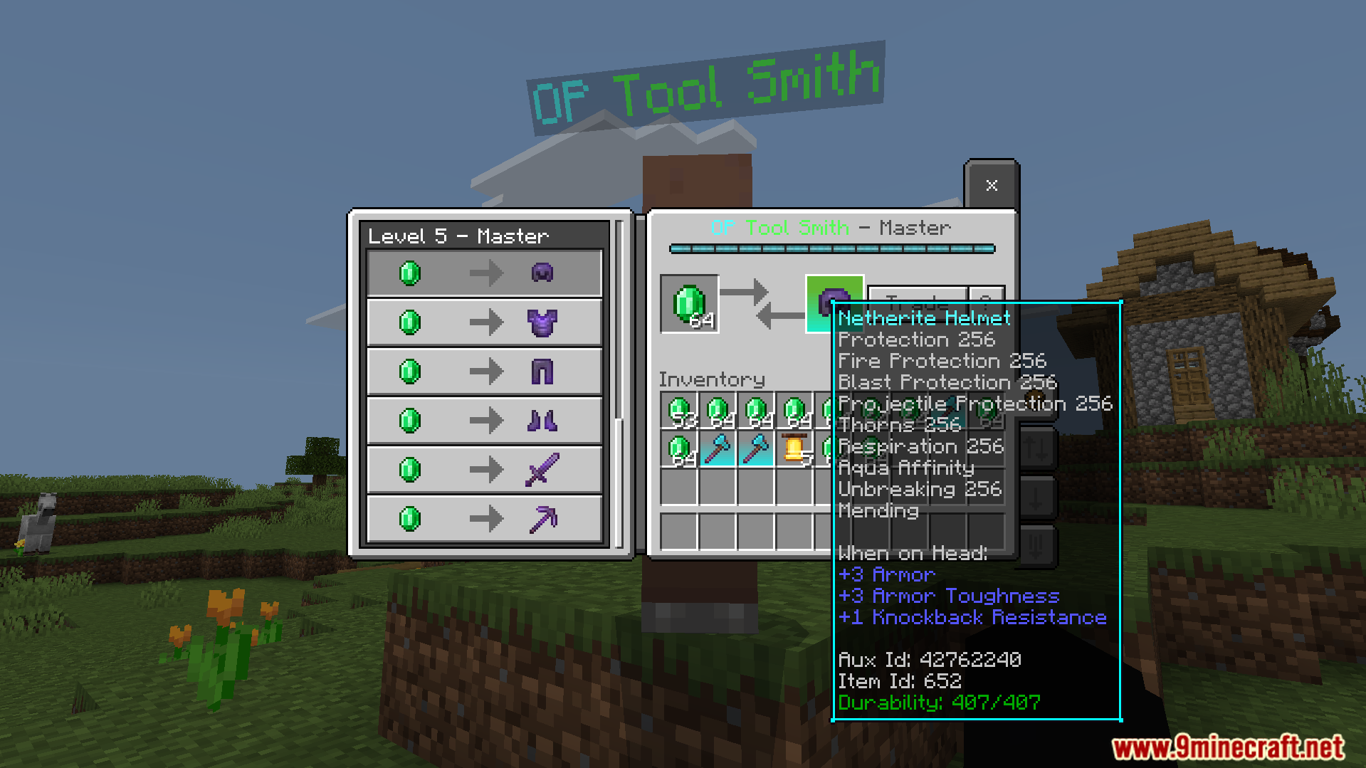 Op Tool Smith Map Screenshot 5 The master smith trades for an overpowered enchanted Netherite helmet