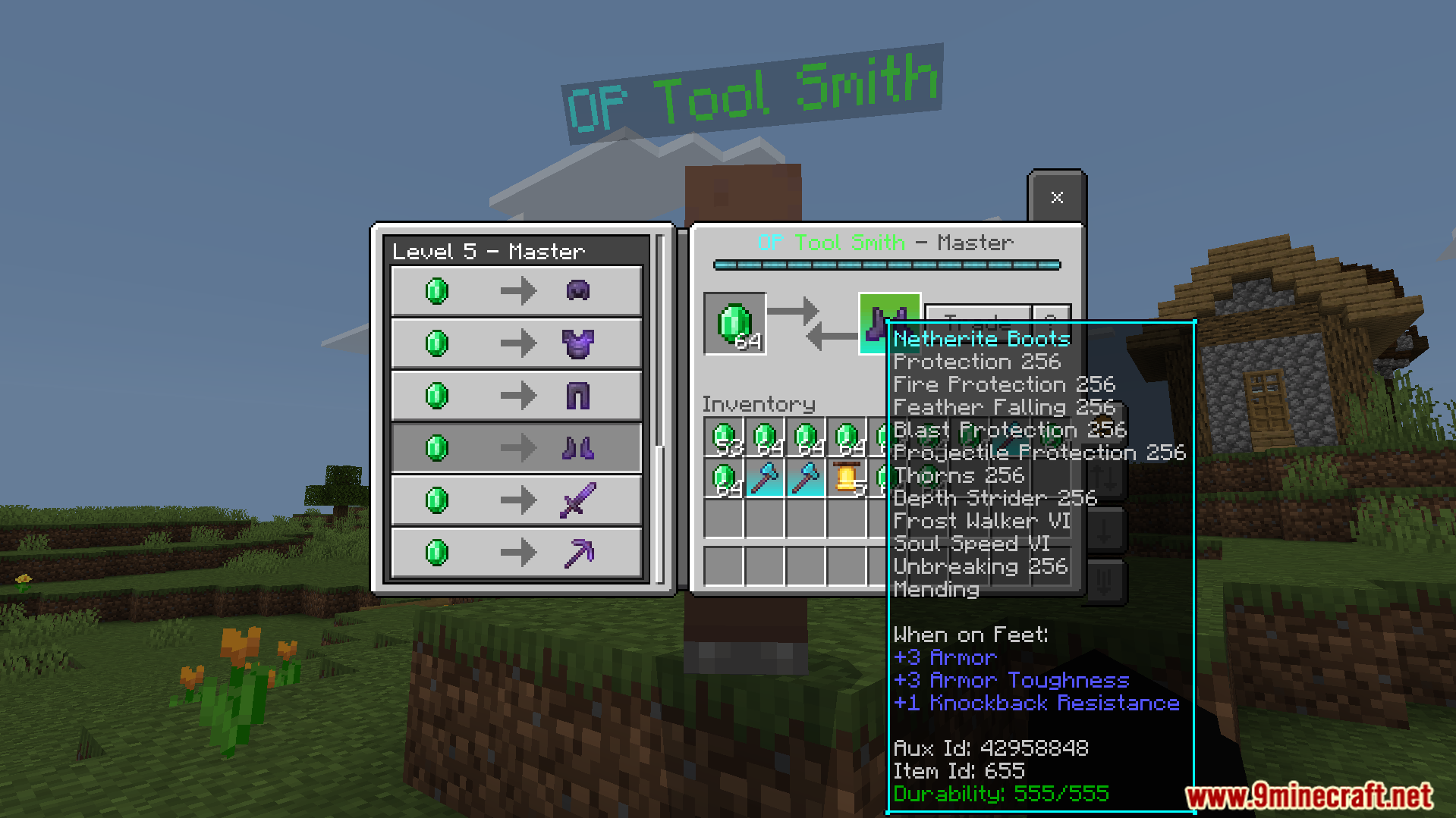 Op Tool Smith Map Screenshot 8 A special villager offers powerful enchanted Netherite boots for trade