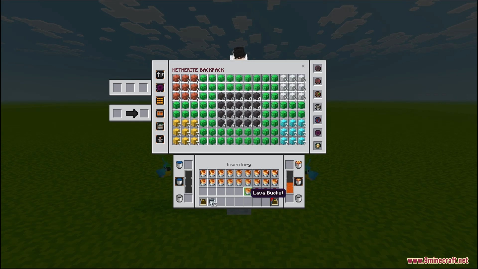 Large portable storage system filled with compressed materials and lava