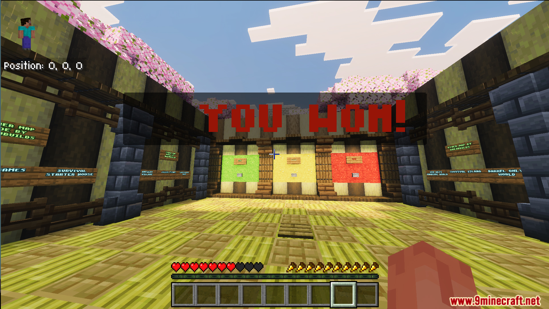 Parkour with Levals Map Screenshot 6 Parkour with levals Map wooden lobby featuring three different difficulty level paths