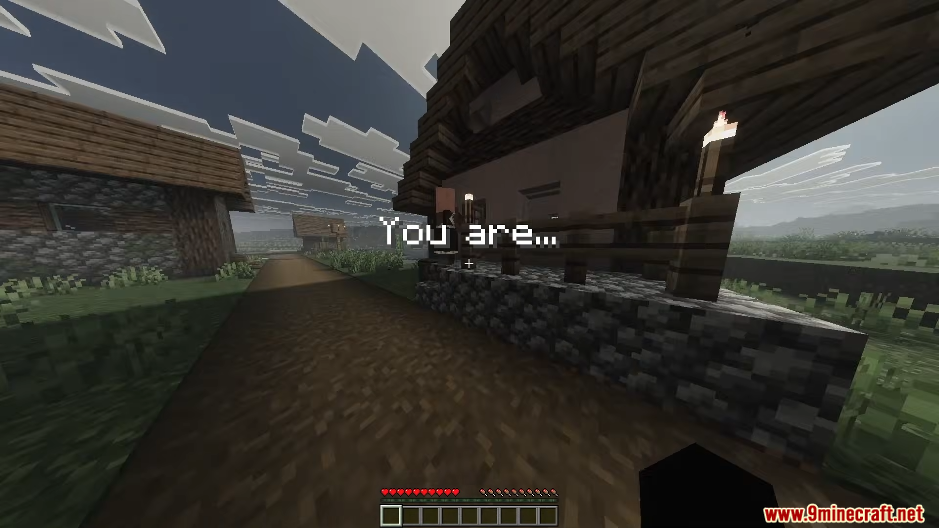 Player in a village looking at text that says you are
