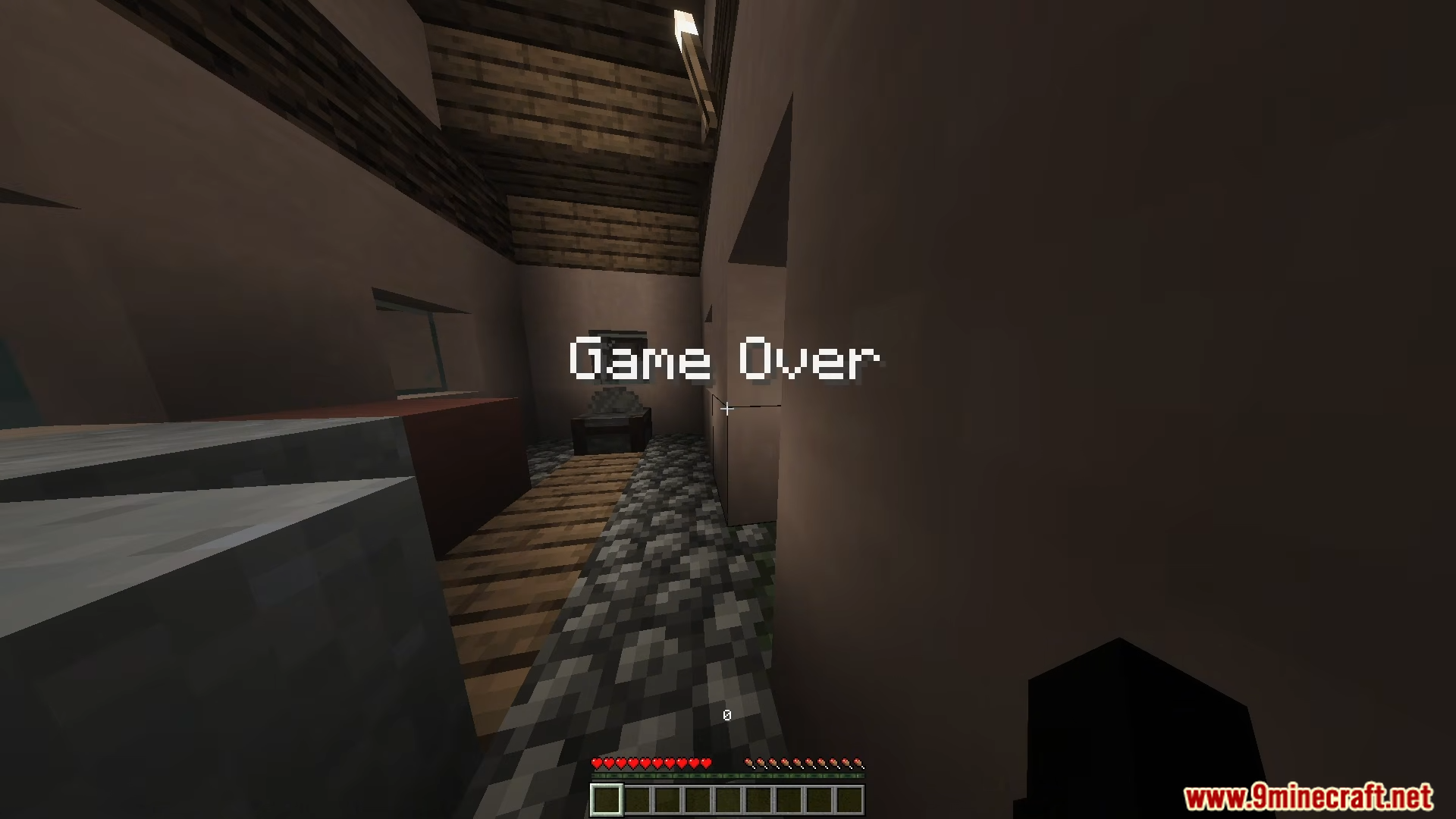 The game over screen shown after failing to survive the scary hiding game