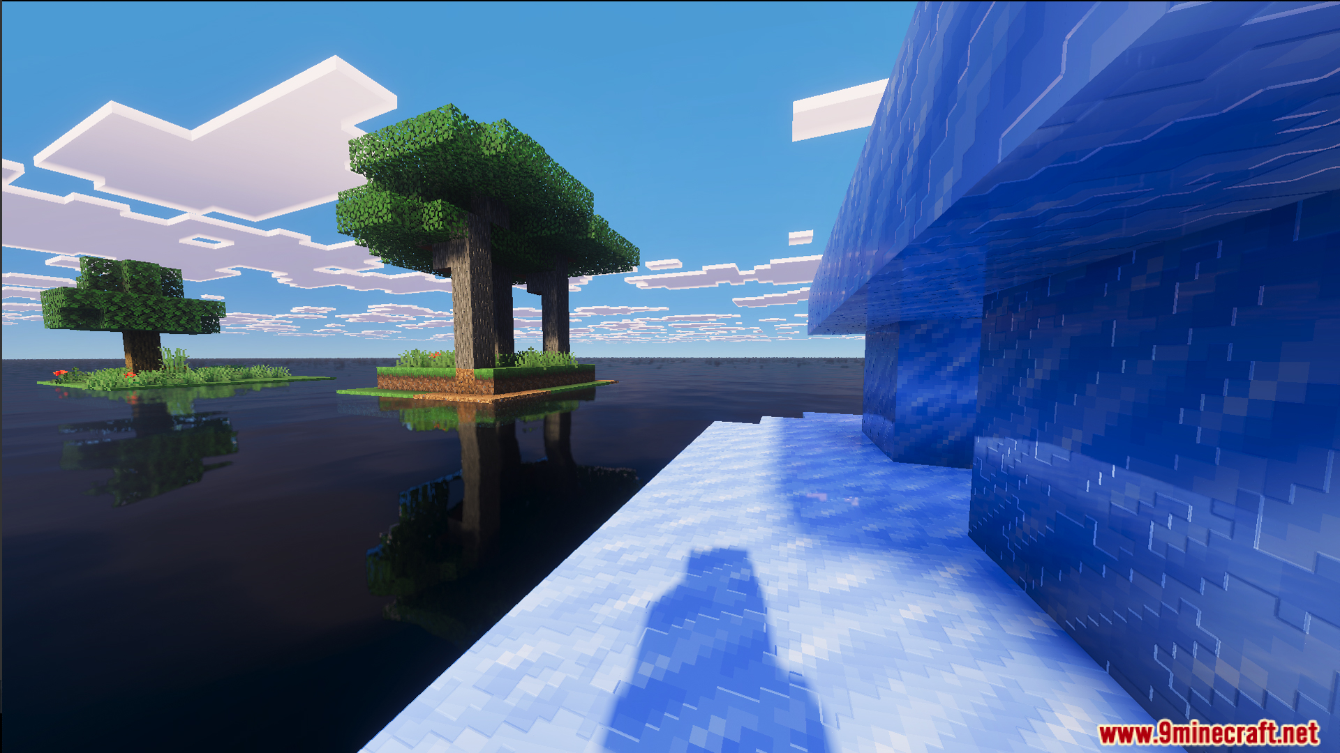 Raft Only World Ultimate Survival Map Screenshot 7 Floating islands with trees and grass in the Raft Only World Ultimate Survival Map