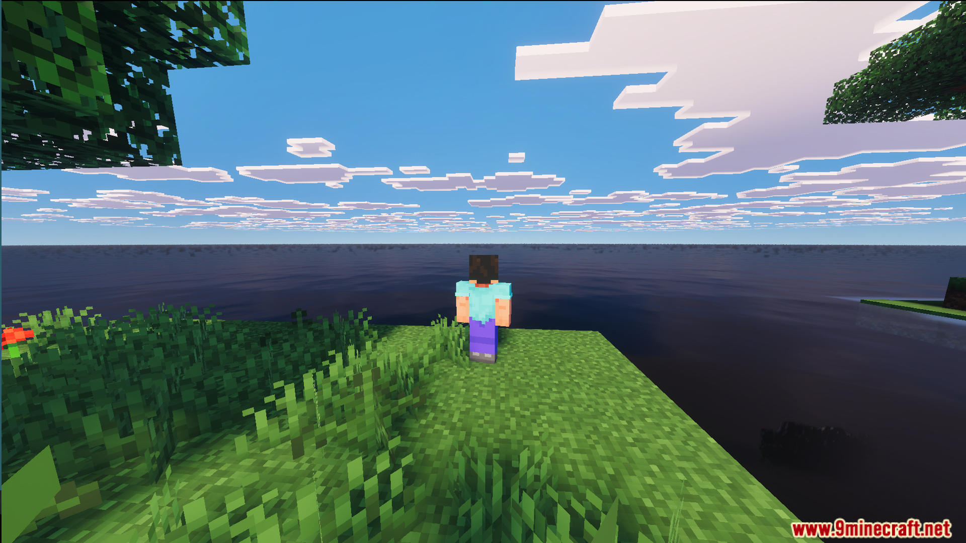 Raft Only World Ultimate Survival Map Screenshot 11 Player standing on a small grassy island in Raft Only World Ultimate Survival Map