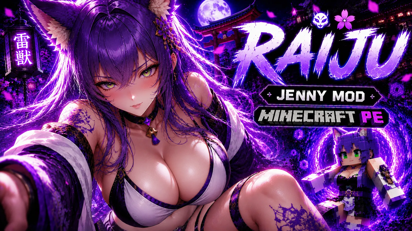 Raiju Jenny Mod MCPE 1.21 – Anime Thunder Girl Addon