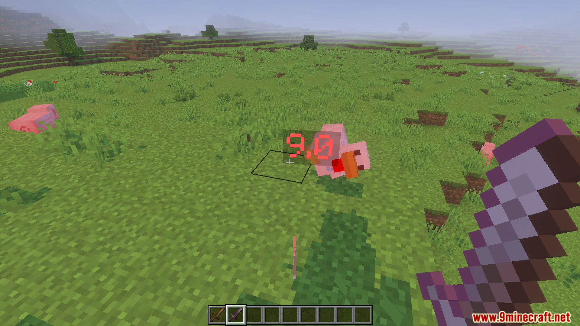 Simple Damage Indicator Addon Screenshot 5 Simple Damage Indicator Addon shows damage dealt to a pig in combat