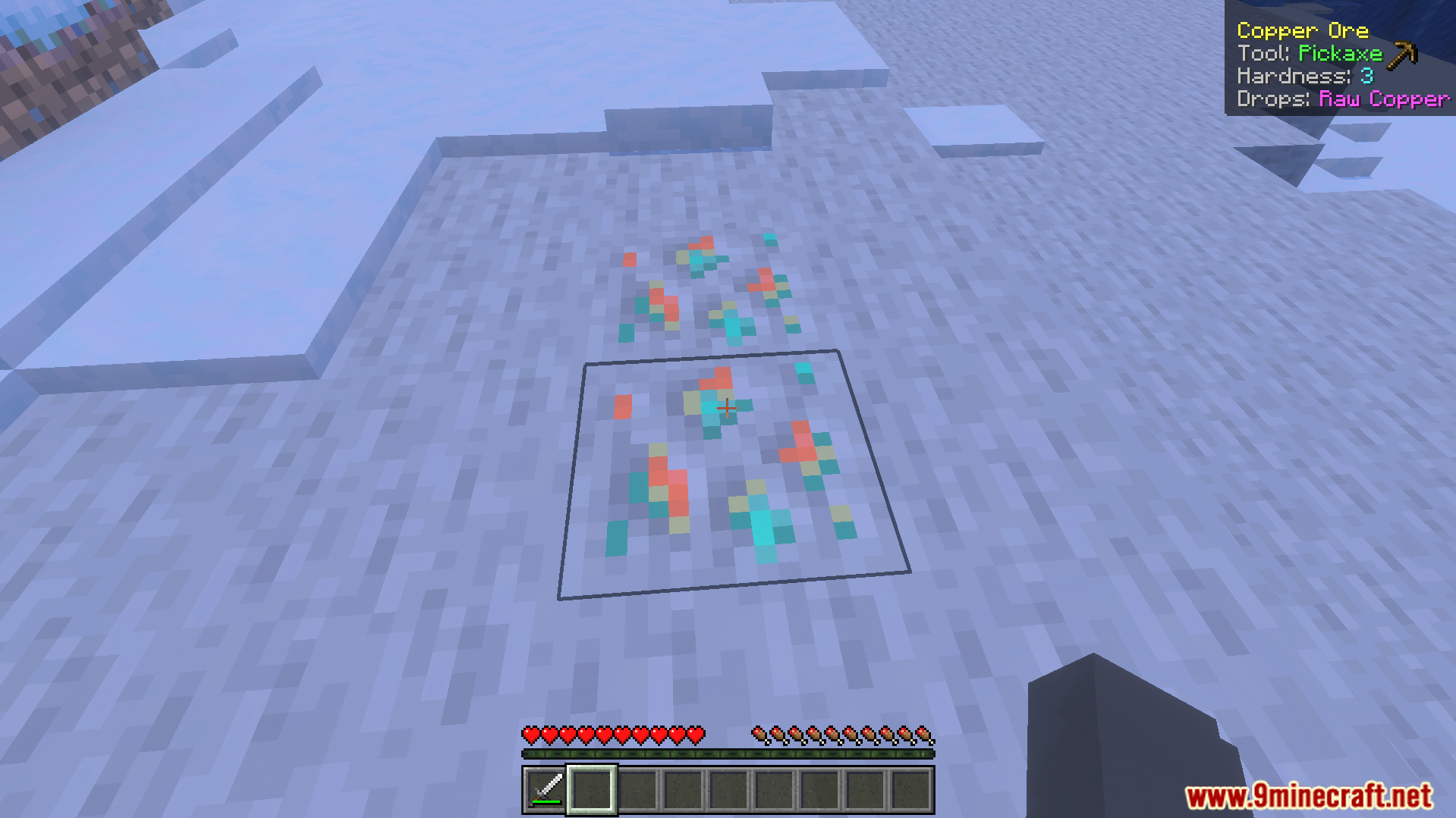 Simple What Am I Looking at Addon Screenshot 6 Addon interface showing tool requirements and hardness for a copper ore block