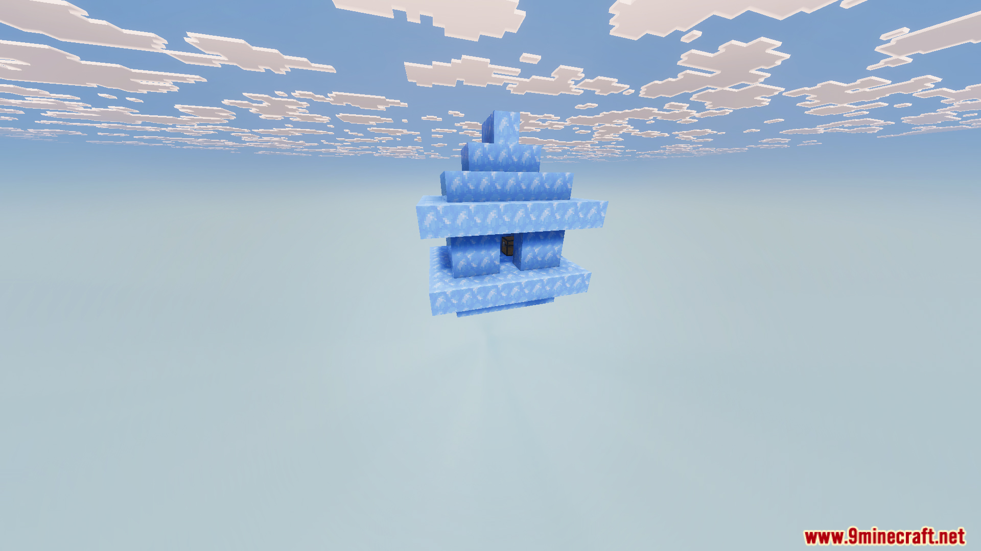 Skyblock Survival Void Island Challenge Map Screenshot 8 A small floating structure made of ice blocks in the empty sky