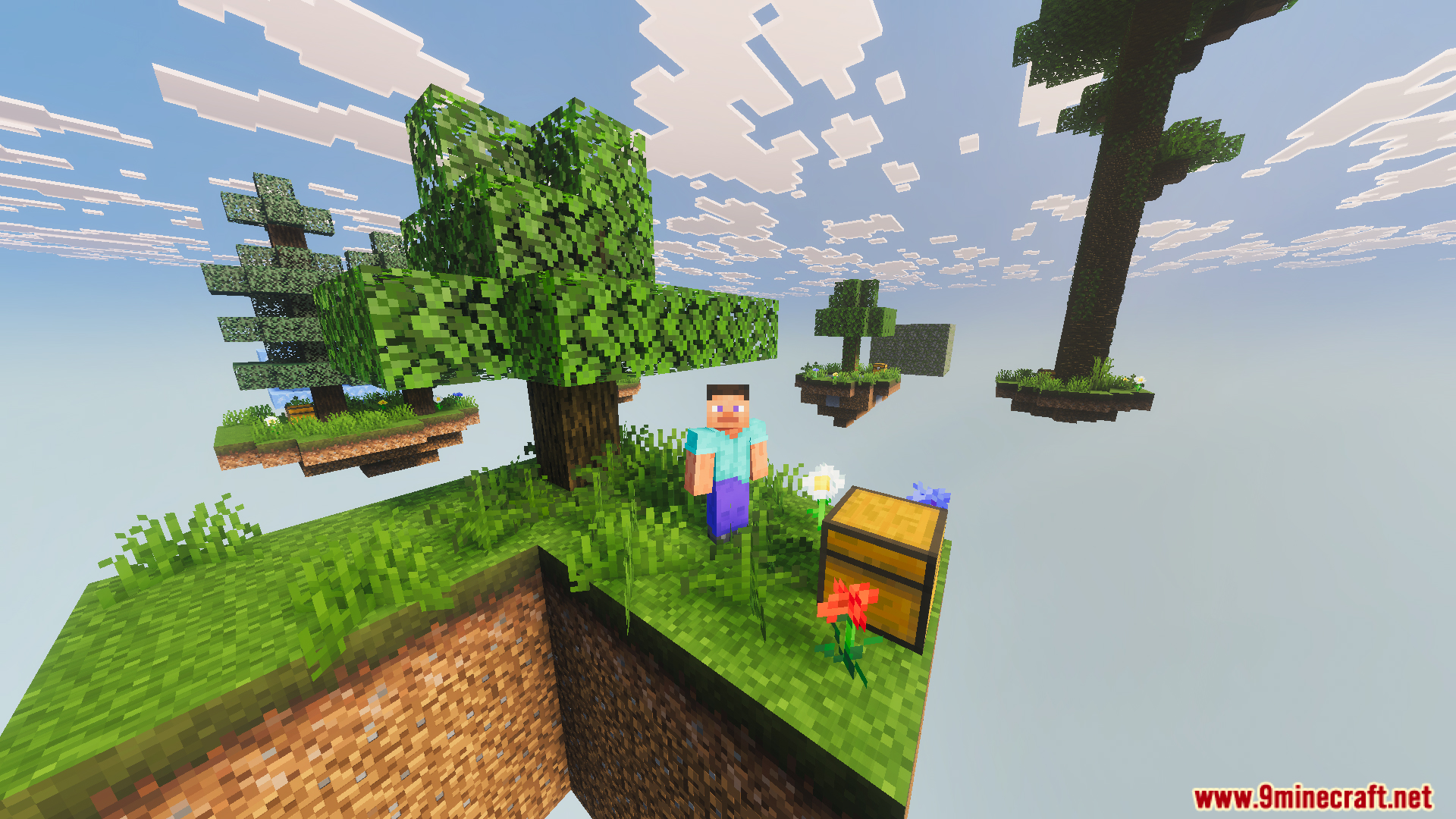 Skyblock Survival Void Island Challenge Map Screenshot 10 Player character on the starter island of Skyblock Survival Void Island Challenge Map