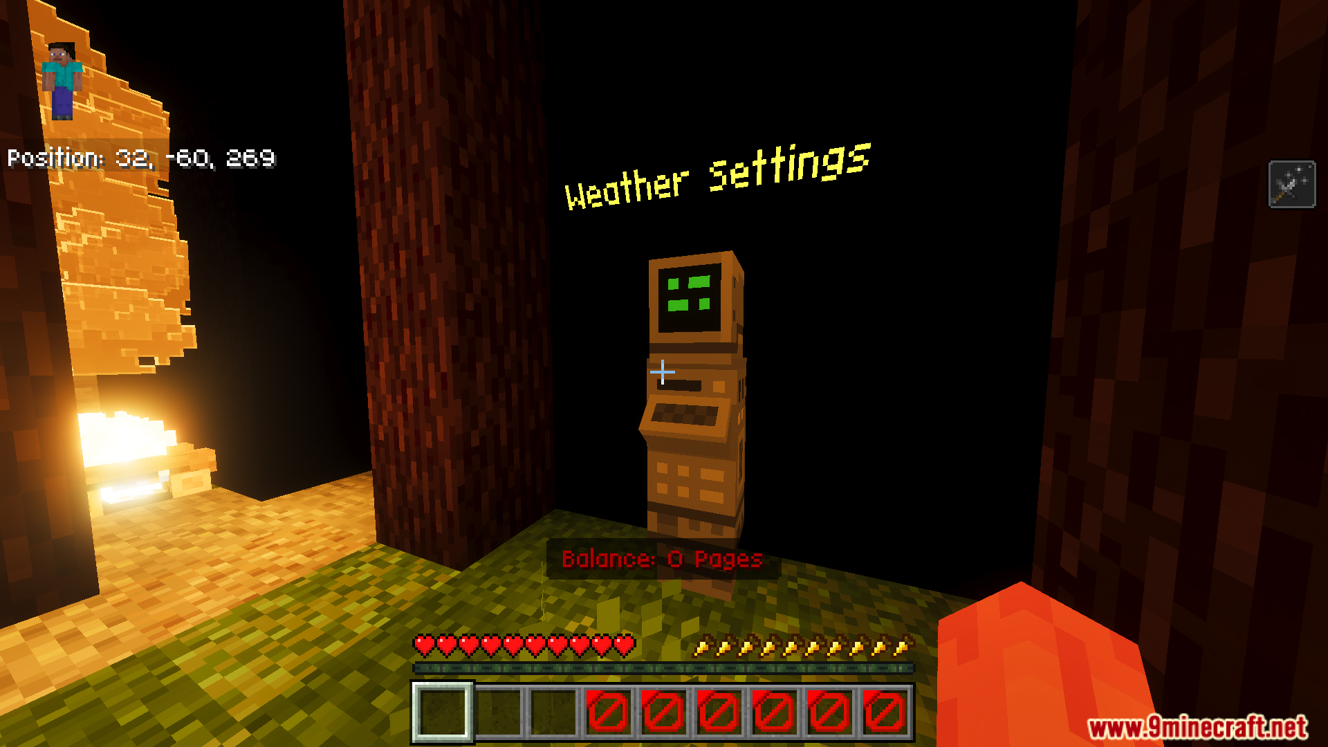 Slenderman Online Map Screenshot 1 Weather settings terminal and page balance display in the Slenderman Online Map