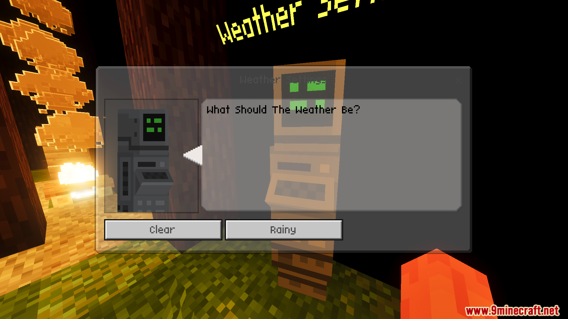 Slenderman Online Map Screenshot 2 Menu screen with options to change the weather to clear or rainy