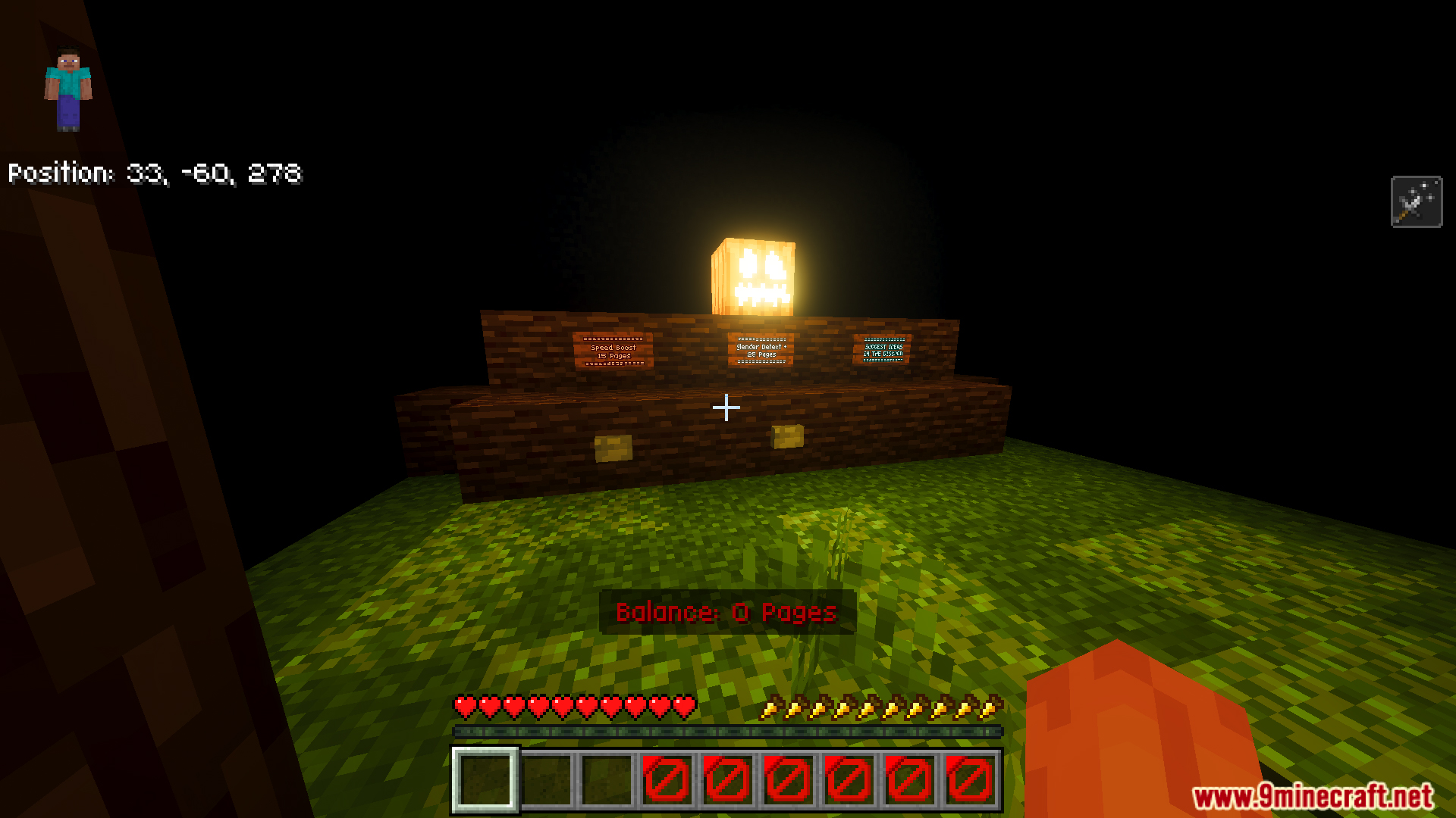 Slenderman Online Map Screenshot 3 Slenderman Online Map lobby with signs and a glowing pumpkin