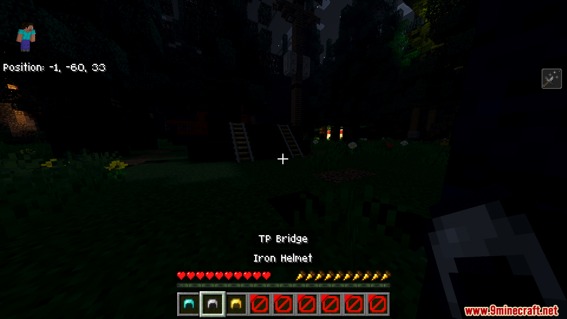 Slenderman Online Map Screenshot 5 Player exploring a dark forest in the Slenderman Online Map for Minecraft