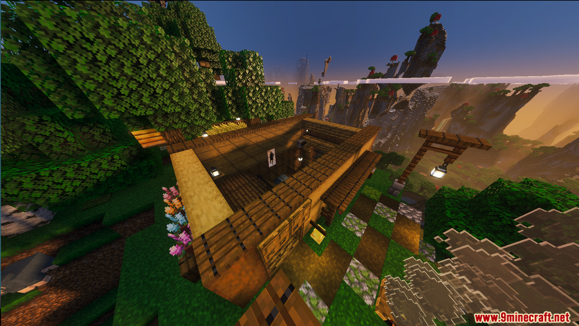 Small Cliff House Map features a multi level wooden home built into a cliffside