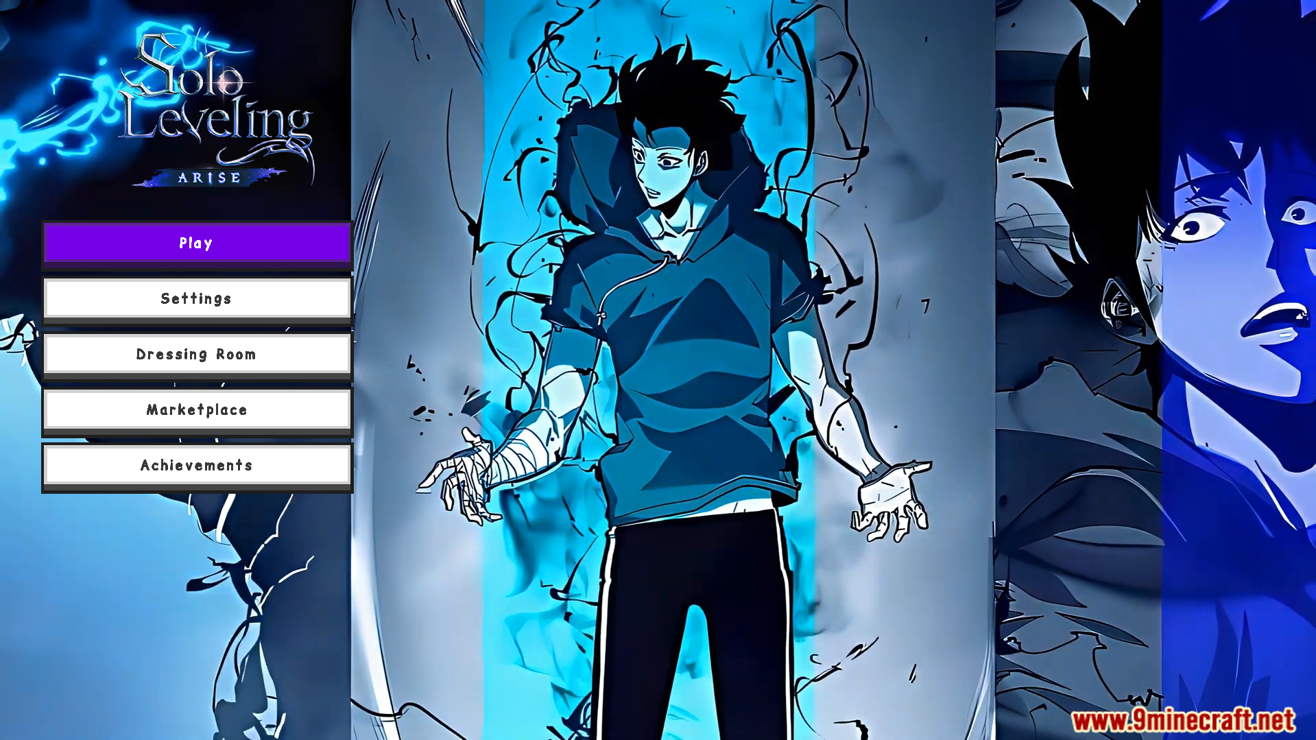 Solo Levelling Animated UI Texture Pack start screen with anime wallpaper
